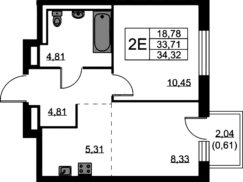 1-комнатная квартира 34.32 м², 3/9 эт., ЖК «Квартал Лаголово»